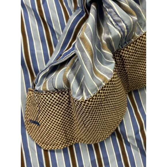 Bugatchi Uomo Button-Down Dress Shirt Mens XL Blue Vertical Striped Modern - Picture 6 of 9